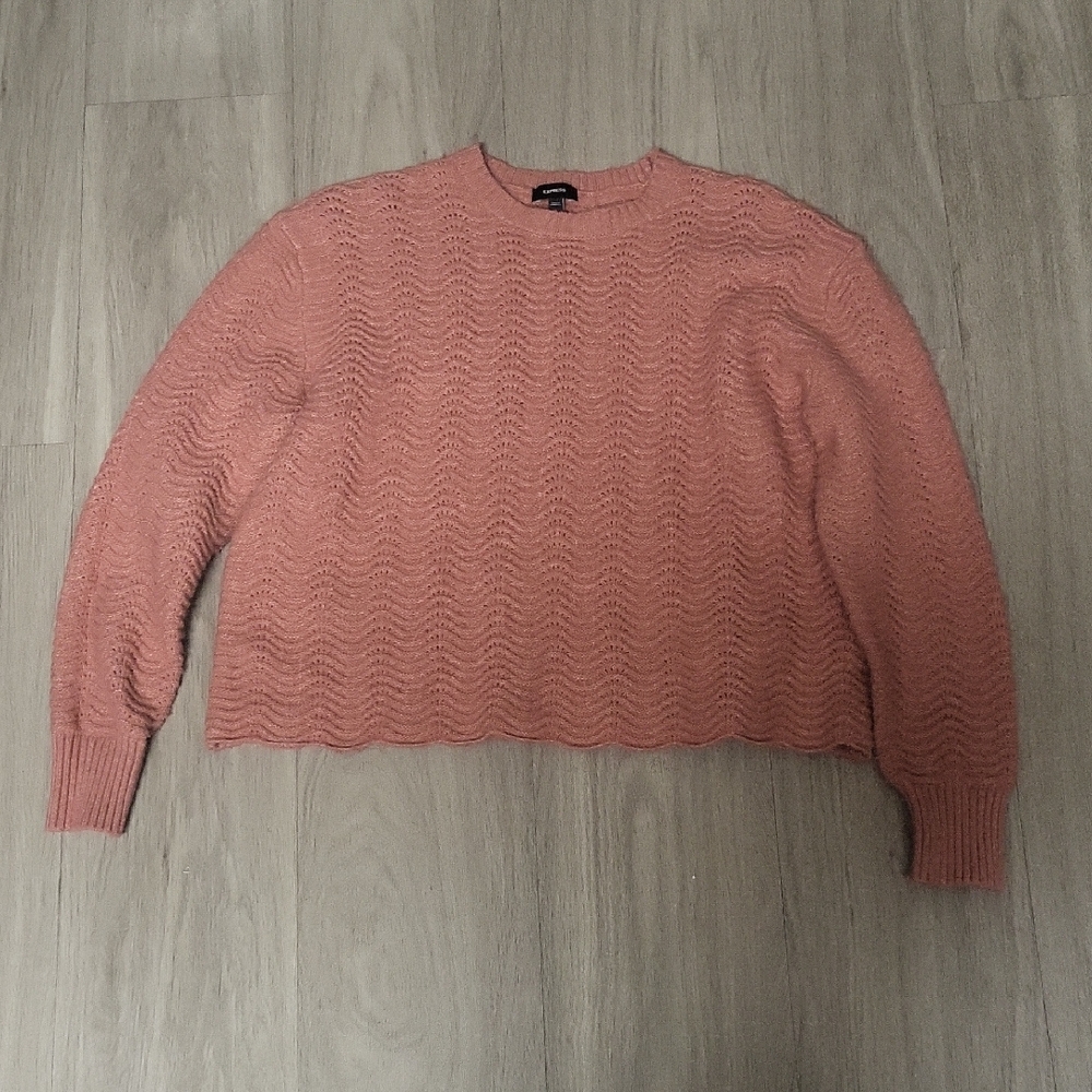 Express Coral Pink Crewneck Knit Sweater